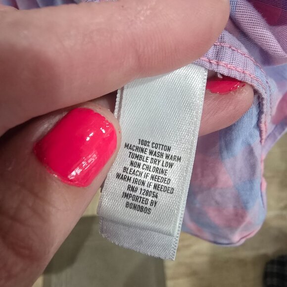 Bonobos Shirt Mens Size XL Pink Blue Check Button Up Long Sleeve - Picture 4 of 6